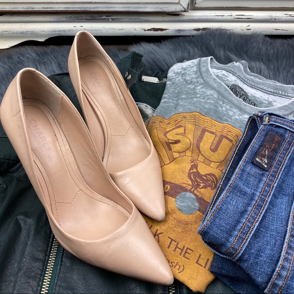 CHARLES DAVID, NUDE HEELS, GENUINE LEATHER, sz 6.5